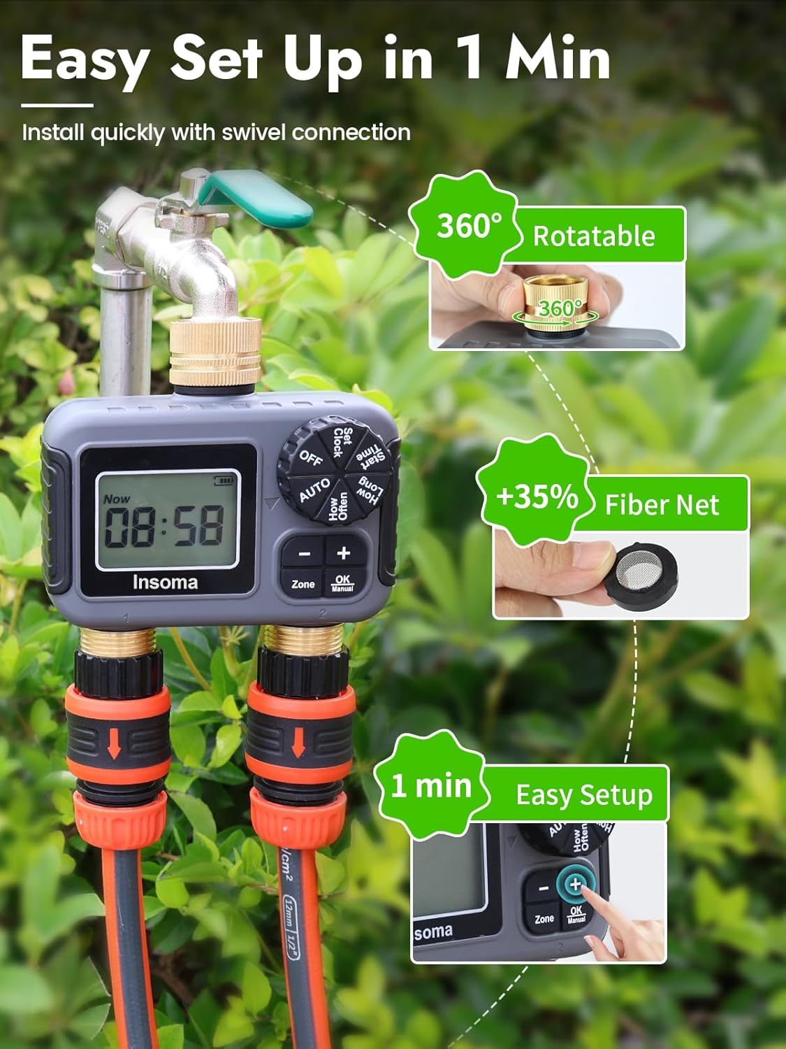 Insoma Smart Irrigation Wateri - đánh giá và giá Timer Dual Outlet