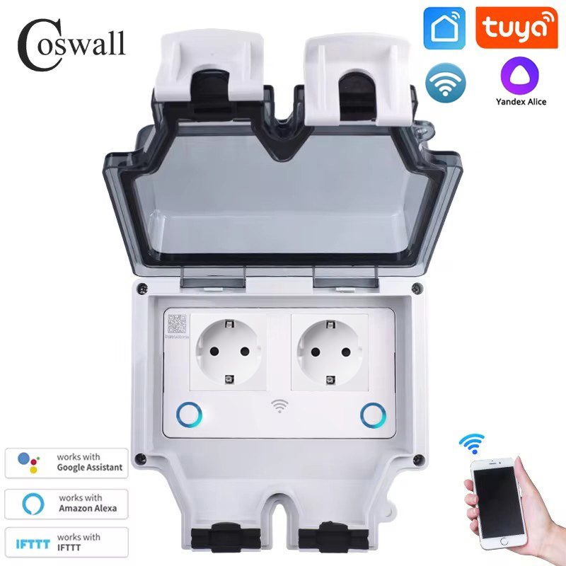 Coswall Tuya Wifi Điều Khiển G - đánh giá và giá Timer Dual Outlet
